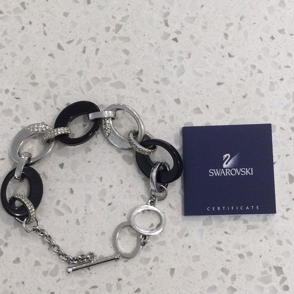 SWAROVSKI BRACELET BLACK AND SILVER - Picture 1 of 6